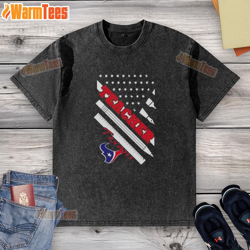 Nice Houston Texans Football X Teacher American Flag T-Shirt - Image 6