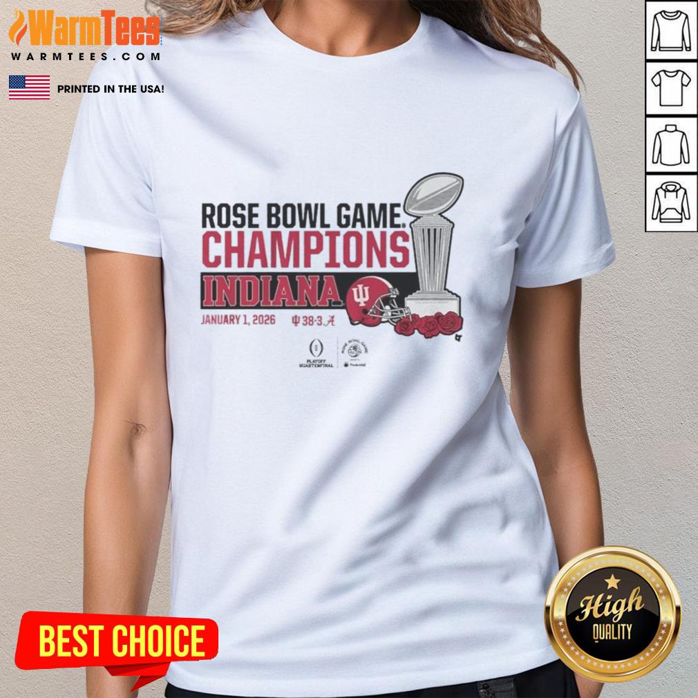 Nice Indiana Football CFP Rose Bowl Champions Trophy T-Shirt - Image 3