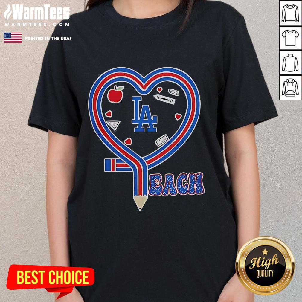 Nice Los Angeles Dodgers Baseball Love Teaching Heart Pencil T-Shirt - Image 3
