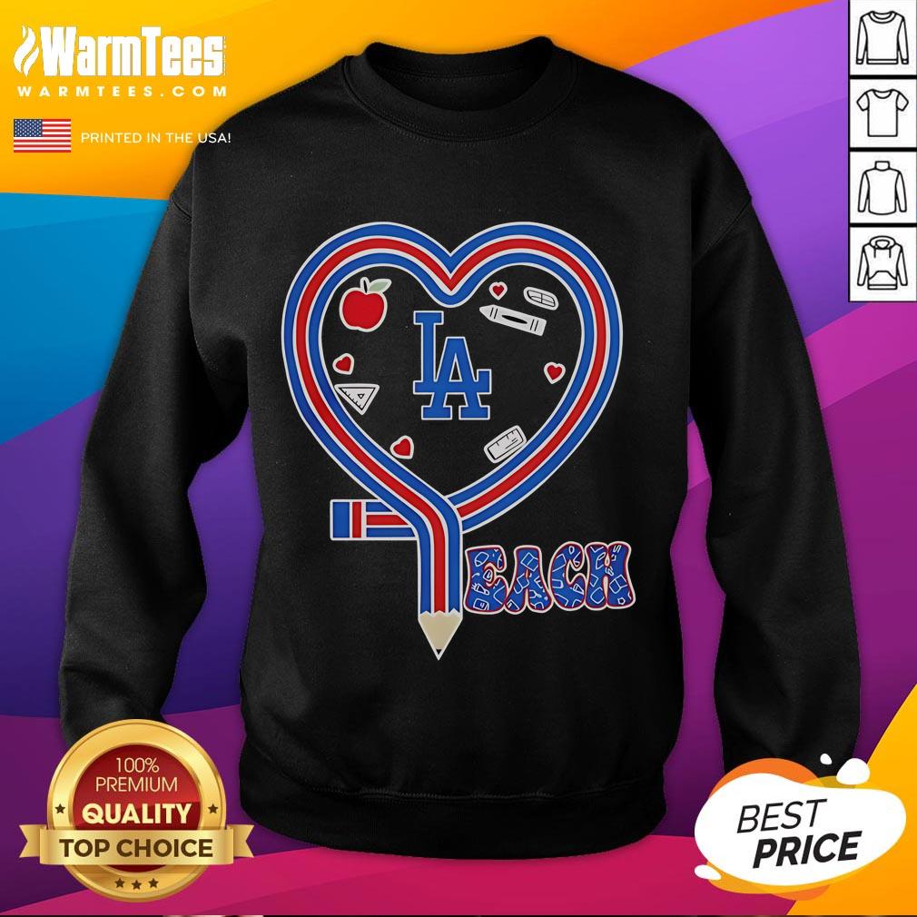 Nice Los Angeles Dodgers Baseball Love Teaching Heart Pencil T-Shirt - Image 5