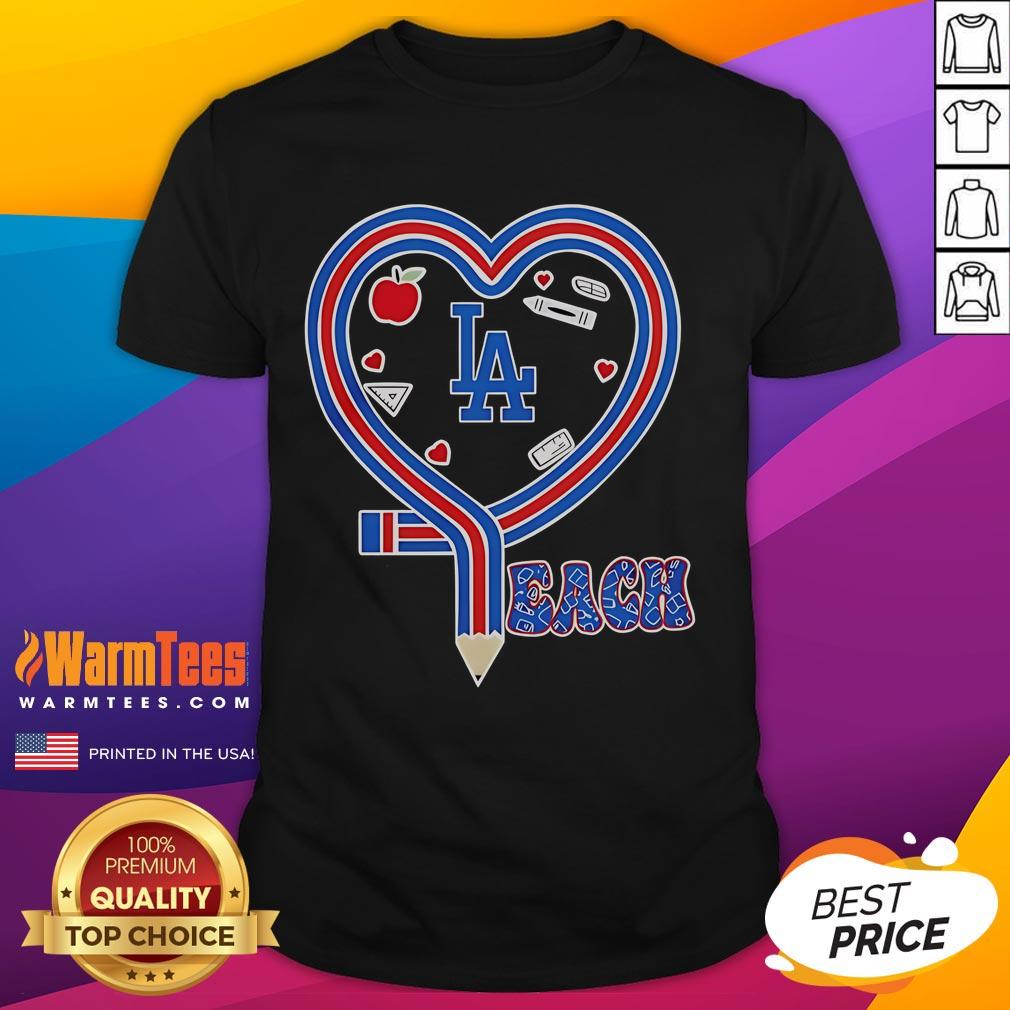 Nice Los Angeles Dodgers Baseball Love Teaching Heart Pencil T-Shirt