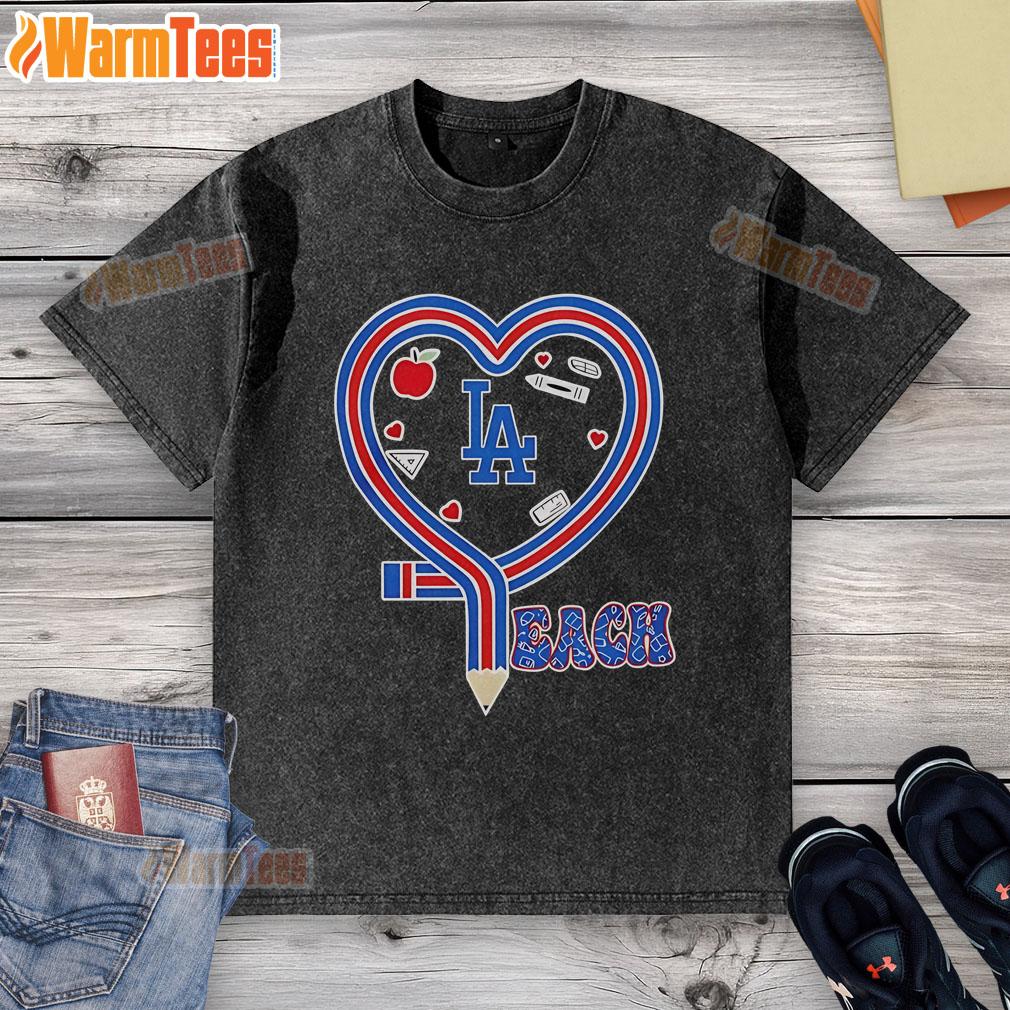 Nice Los Angeles Dodgers Baseball Love Teaching Heart Pencil T-Shirt - Image 6