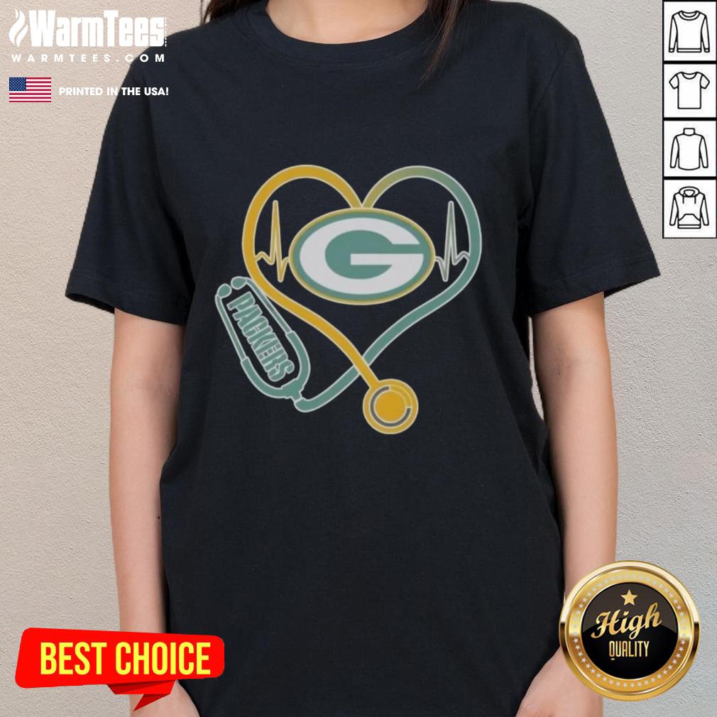 Nice Love Green Bay Packers Stethoscope Headphones Fans T-Shirt - Image 3