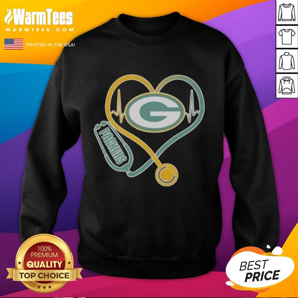 Nice Love Green Bay Packers Stethoscope Headphones Fans T-Shirt - Image 5