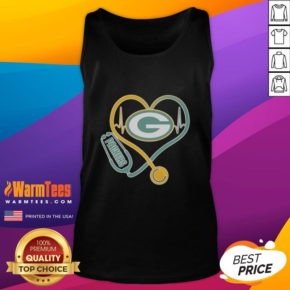 Nice Love Green Bay Packers Stethoscope Headphones Fans T-Shirt - Image 4