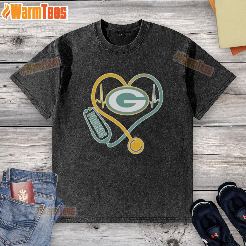 Nice Love Green Bay Packers Stethoscope Headphones Fans T-Shirt - Image 6