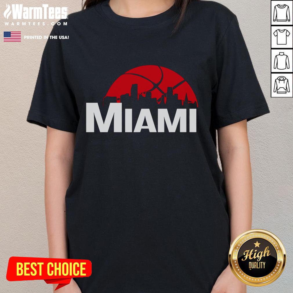 Nice Miami Heat Cityscape Skyline Style 2025 T-Shirt - Image 3