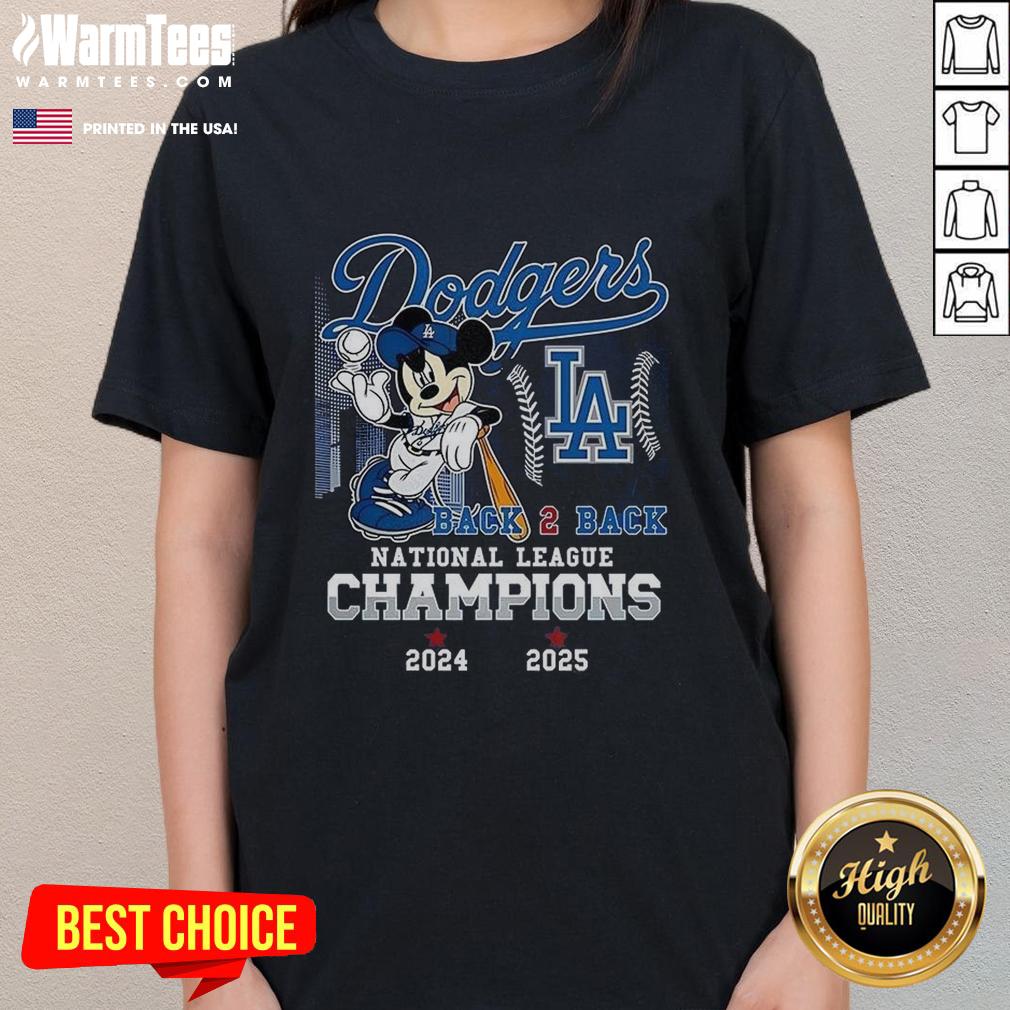 Nice Mickey Mouse X Los Angeles Dodgers Back To Back National League Champions 2025 T-Shirt - Image 3