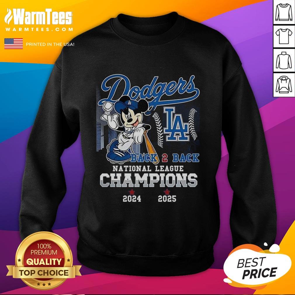 Nice Mickey Mouse X Los Angeles Dodgers Back To Back National League Champions 2025 T-Shirt - Image 5