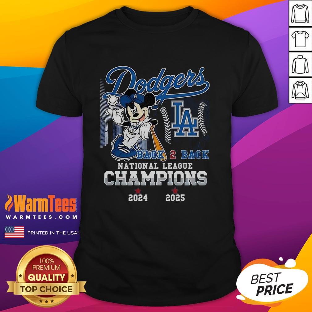 Nice Mickey Mouse X Los Angeles Dodgers Back To Back National League Champions 2025 T-Shirt