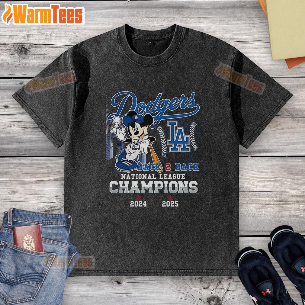 Nice Mickey Mouse X Los Angeles Dodgers Back To Back National League Champions 2025 T-Shirt - Image 6