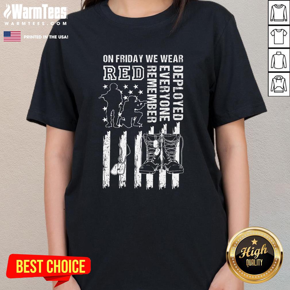 Nice On Friday We Wear Red American Flag Military Supportive T-Shirt - Image 2