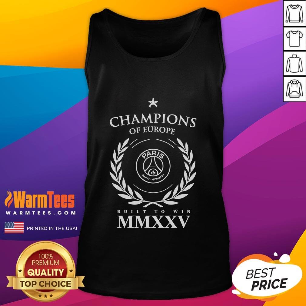 Nice Paris Saint-Germain 2025 Champions Of Europe Built To Win T-Shirt - Image 4