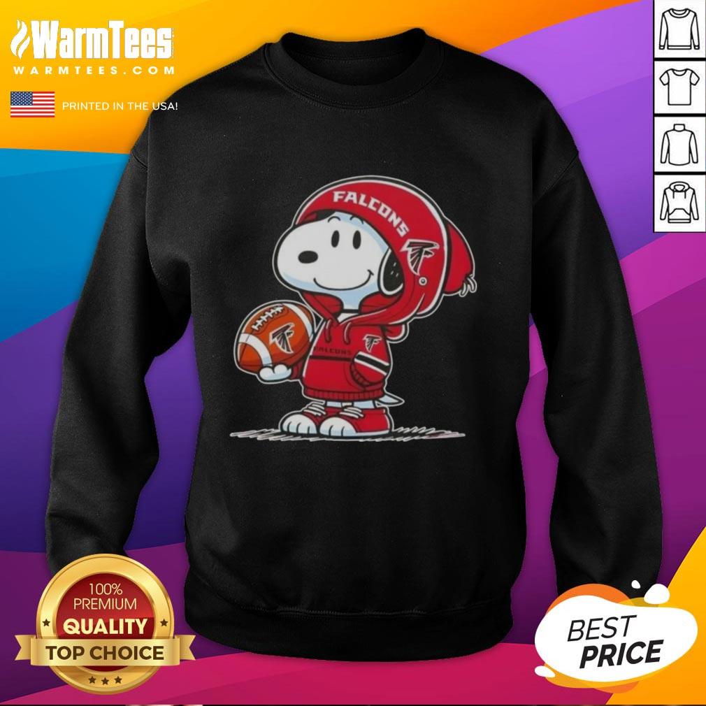 Nice Peanuts Snoopy Wearing Hoodie Atlanta Falcons And Smiling At Fans T-Shirt - Image 5