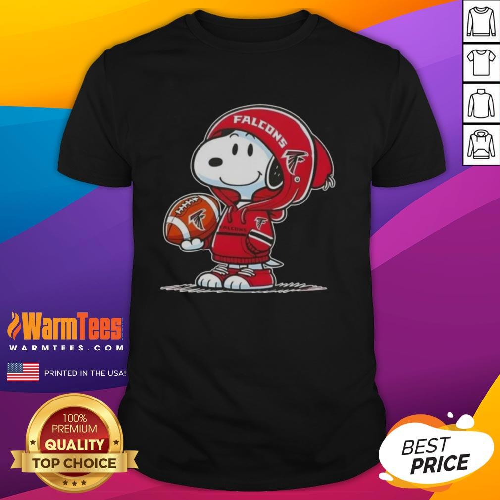 Nice Peanuts Snoopy Wearing Hoodie Atlanta Falcons And Smiling At Fans T-Shirt