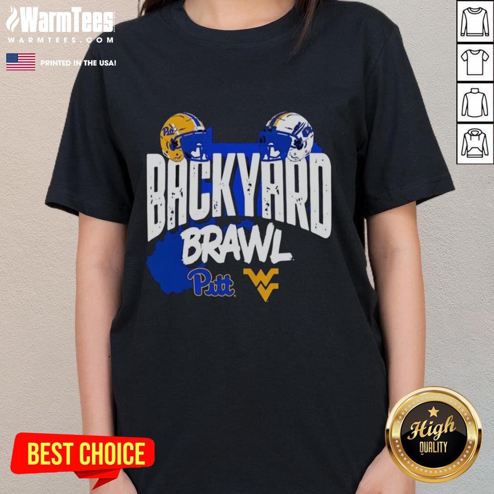 Nice Pitt Panthers Vs. West Virginia Mountaineers Backyard Brawl Helmet T-Shirt - Image 3