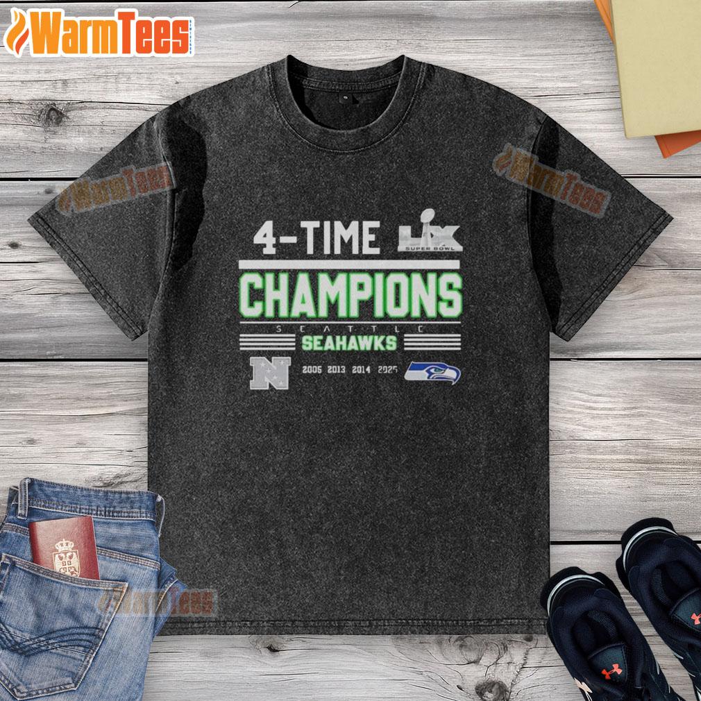 Nice Seattle Seahawks 4 Time NFC West Division Champions 2025 Super Bowl Lx T-Shirt - Image 6