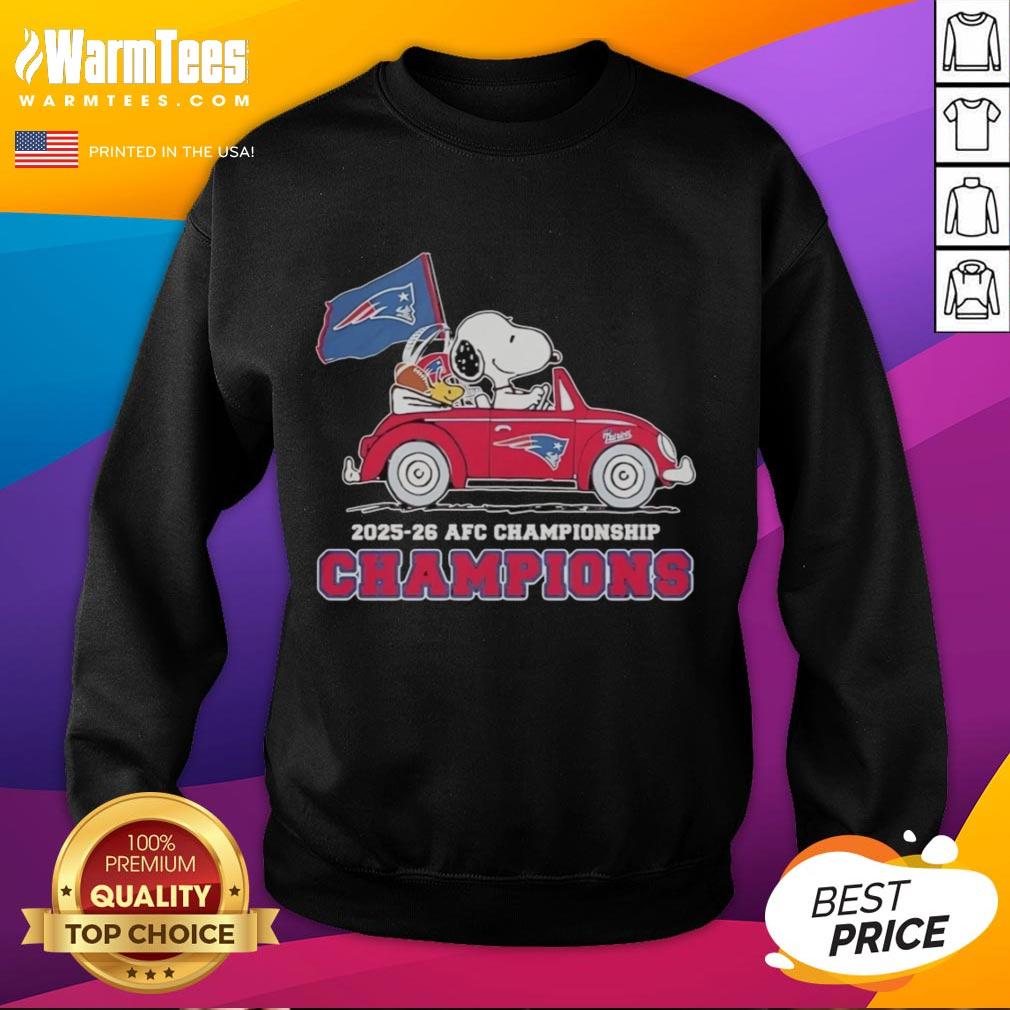Nice Snoopy And Woodstock Riding New England Patriots Car Afc Championship Champions 2025 26 T-Shirt - Image 5