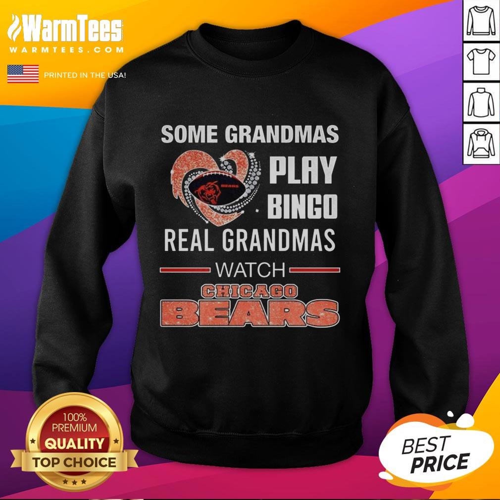 Nice Some Grandmas Play Bingo Real Grandmas Watch Chicago Bears Football Diamond Heart T-Shirt - Image 5