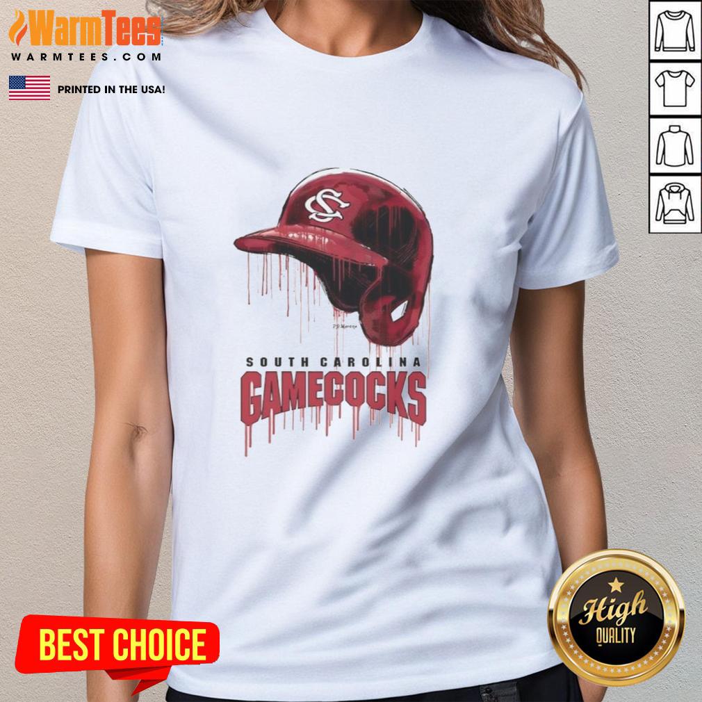 Nice South Carolina Gamecocks Dripping Baseball Helmet T-Shirt - Image 3