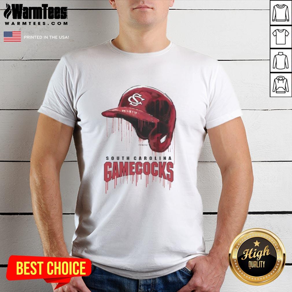 Nice South Carolina Gamecocks Dripping Baseball Helmet T-Shirt