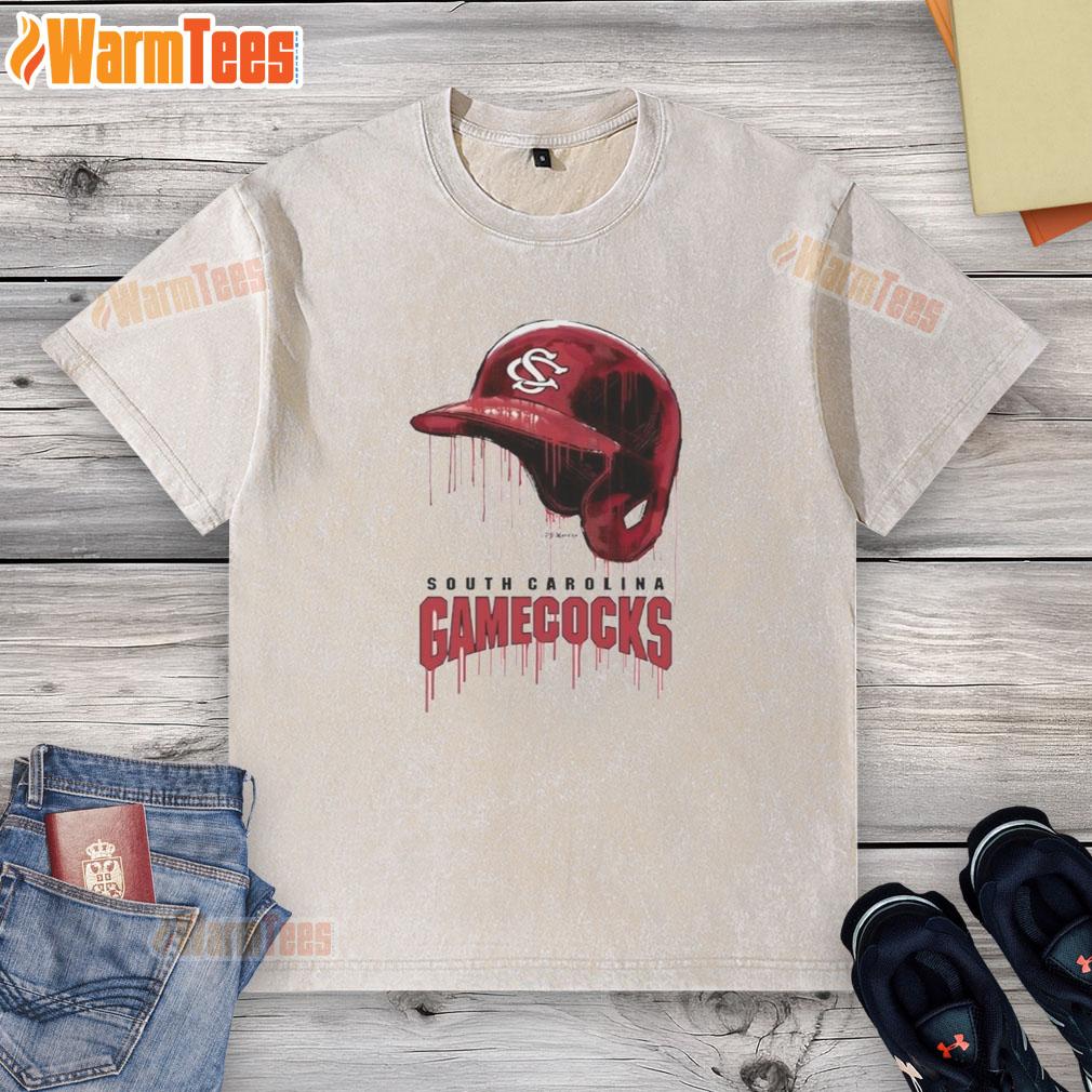 Nice South Carolina Gamecocks Dripping Baseball Helmet T-Shirt - Image 6