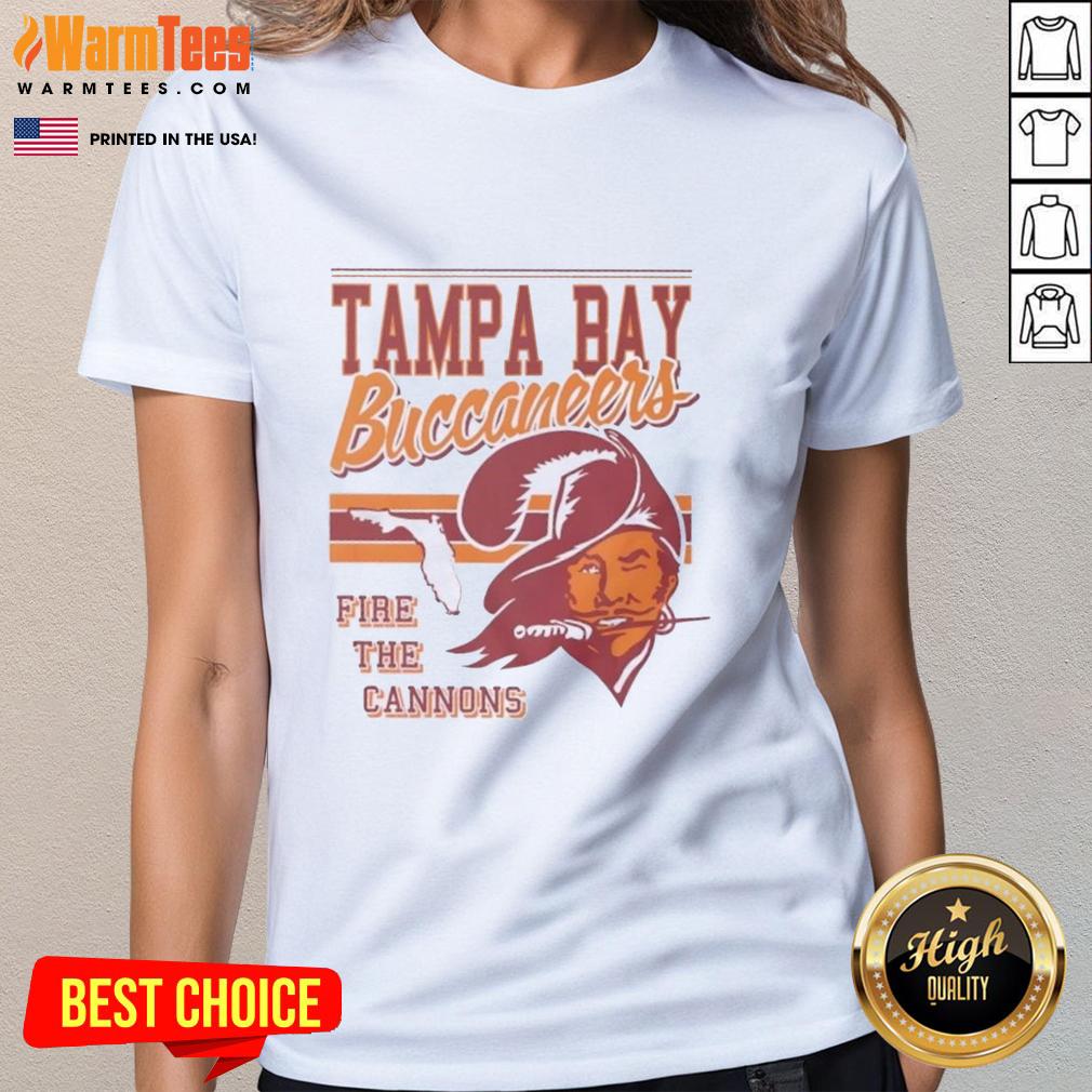 Nice Tampa Bay Buccaneers Fire The Cannons Spirit Script T-Shirt - Image 3