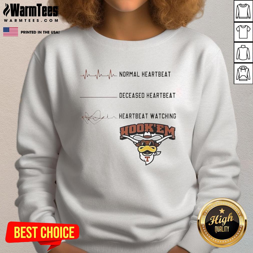 Nice Texas Longhorns NCAA Heartbeat Watching Match Bull T-Shirt - Image 5