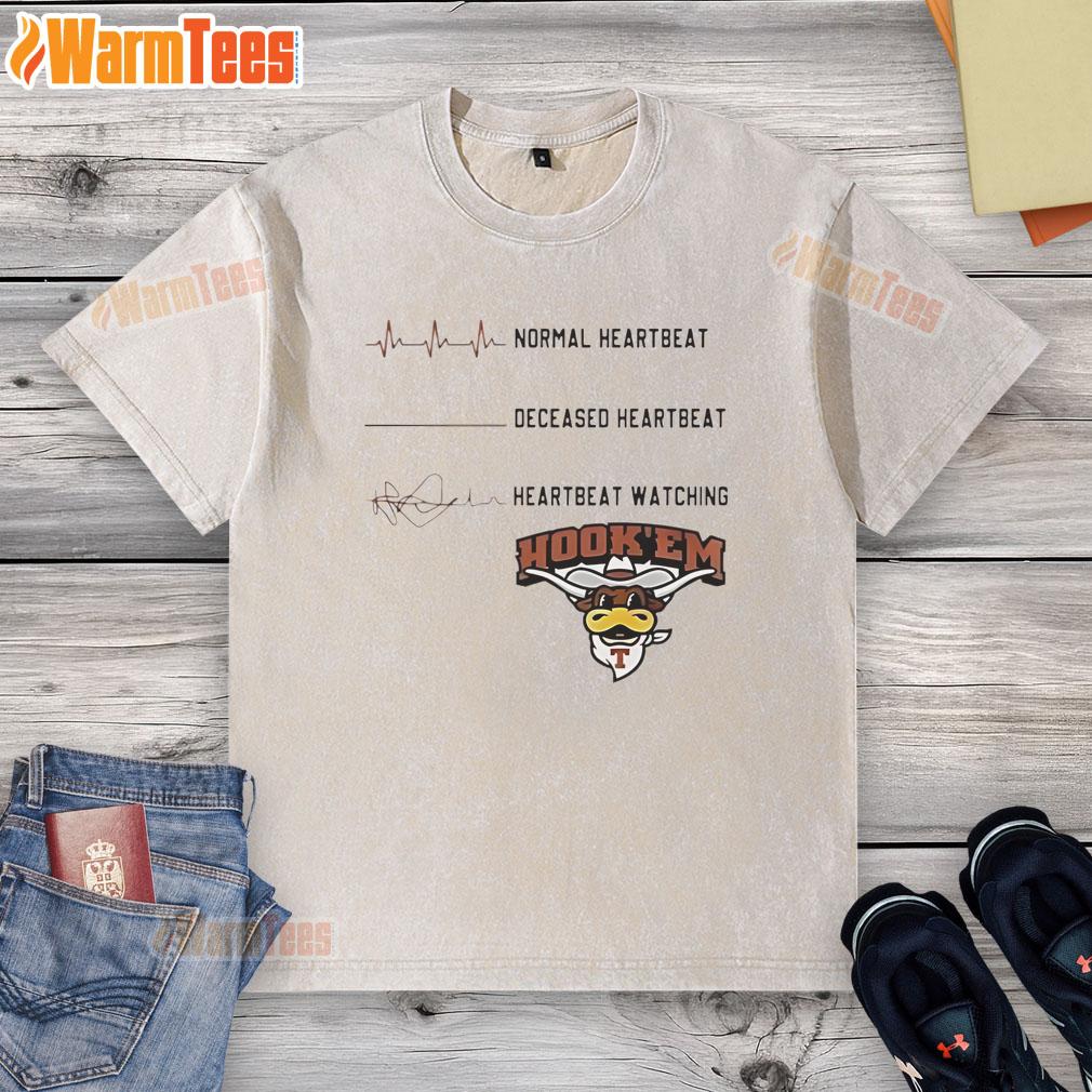 Nice Texas Longhorns NCAA Heartbeat Watching Match Bull T-Shirt - Image 6