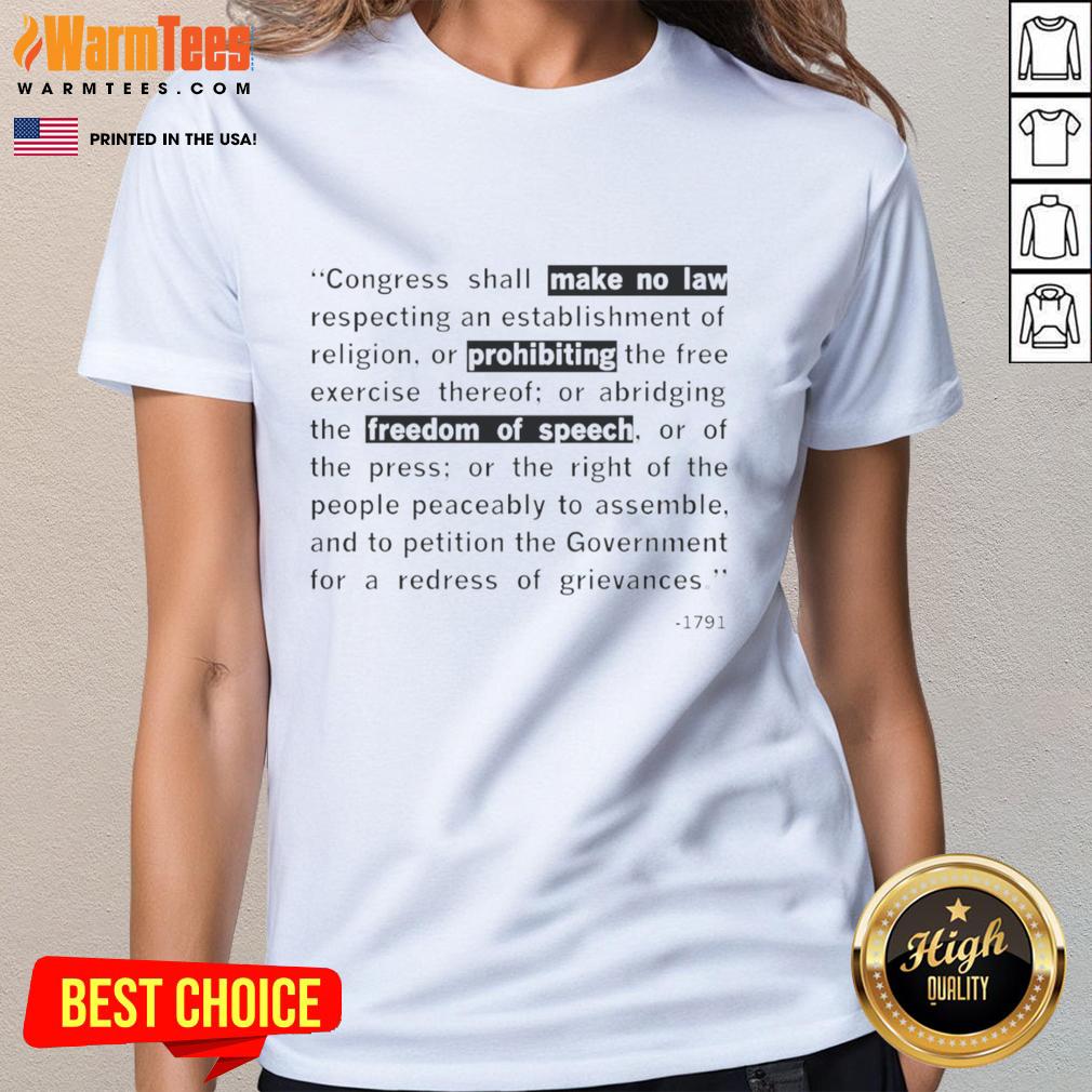 Nice The First Amendment Congress Shall Make No Law Respecting An Establishment Of Religion 1791 T-Shirt - Image 3
