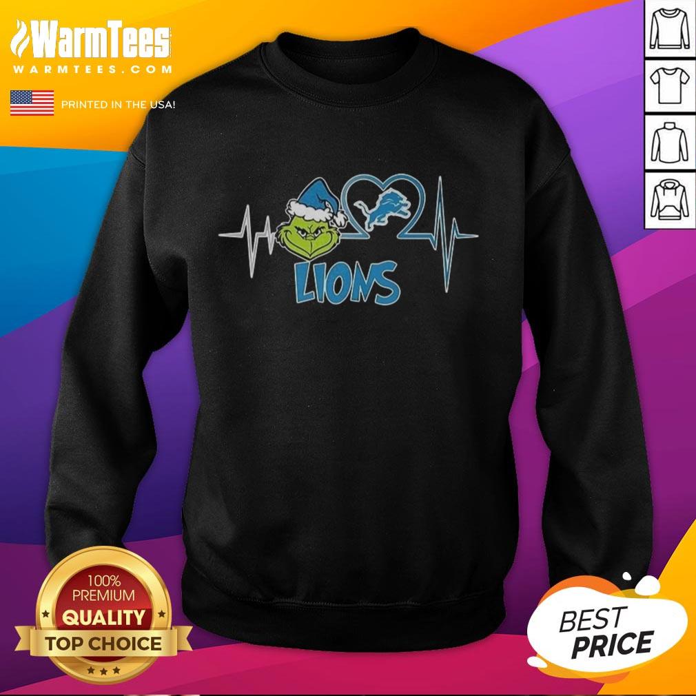 Nice The Grinch Heartbeat X Detroit Lions Football Lover T-Shirt - Image 5