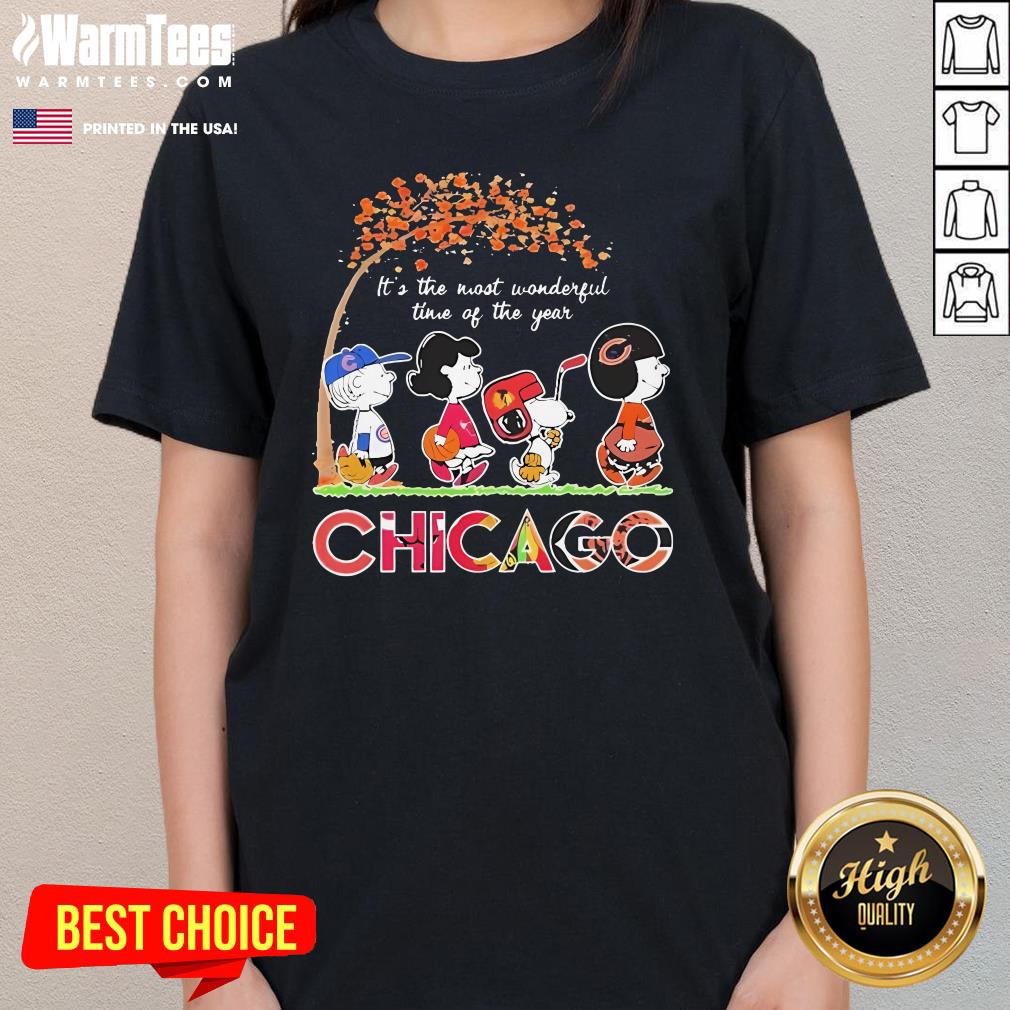 Nice The Peanuts Chicago Sports It's The Most Wonderful Time Of The Year T-Shirt - Image 2
