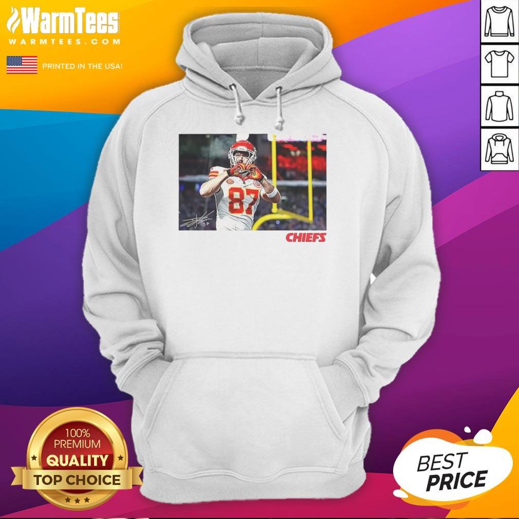 Nice Travis Kelce Kansas City Chiefs Football Heart Signature T-Shirt - Image 2