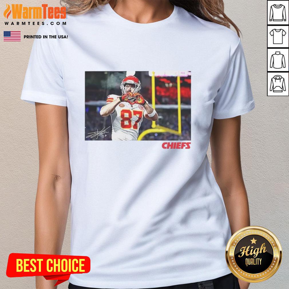 Nice Travis Kelce Kansas City Chiefs Football Heart Signature T-Shirt - Image 3