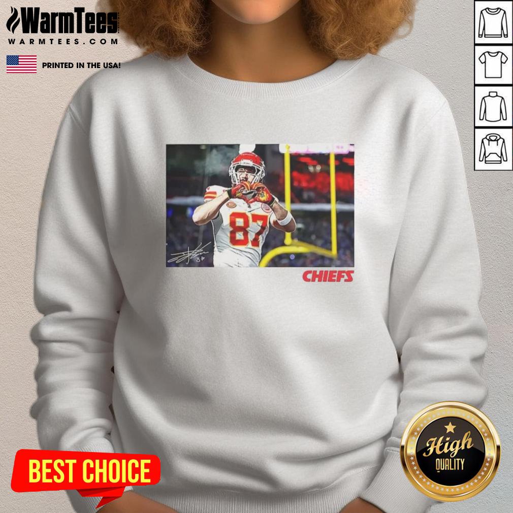 Nice Travis Kelce Kansas City Chiefs Football Heart Signature T-Shirt - Image 5