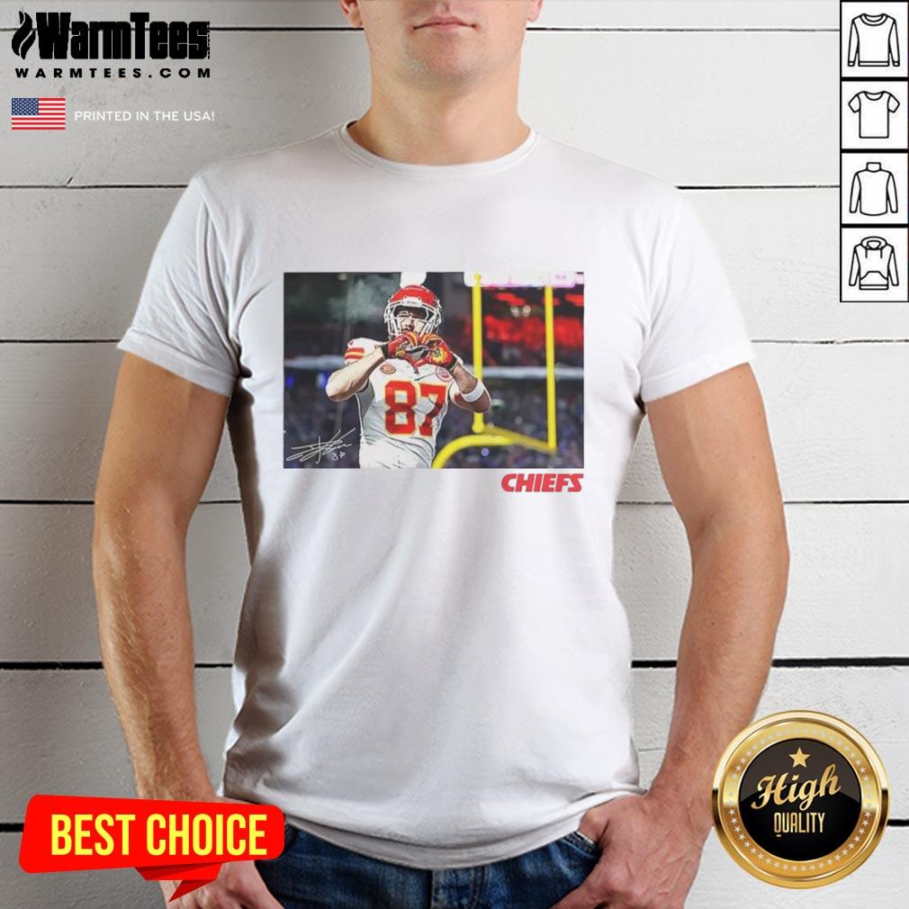 Nice Travis Kelce Kansas City Chiefs Football Heart Signature T-Shirt