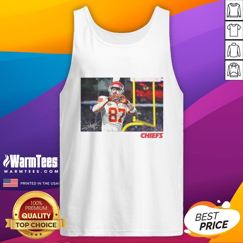 Nice Travis Kelce Kansas City Chiefs Football Heart Signature T-Shirt - Image 4