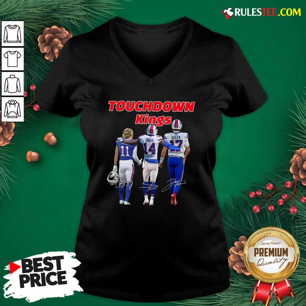 Official Buffalo Bills Touchdown Kings Cole Beasley 11 Stefon Diggs 14 Josh Allen 17 Signatures Shirt - Image 3