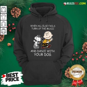 Alternative view of Official When All Else Fails Turn Up The Music And Dance With Your Dog Peanut Charlie Brown And Snoopy Shirt