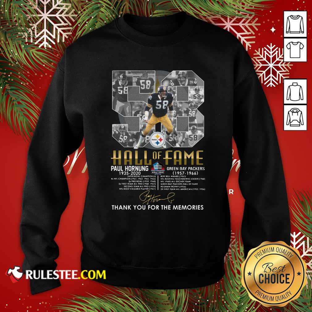 Official Hall Of Fame 58 Paul Hornung 1935 2020 Thank You For The Memories Signature Shirt - Image 5