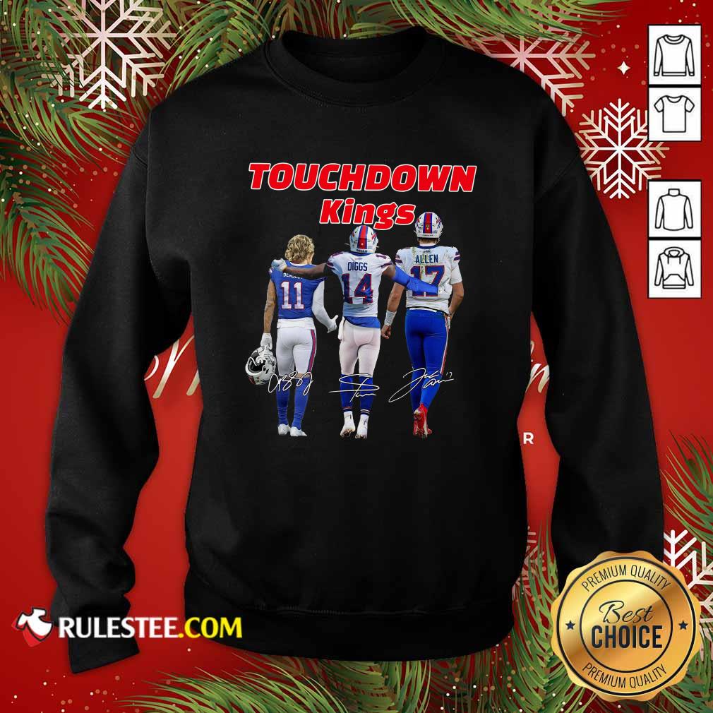 Official Buffalo Bills Touchdown Kings Cole Beasley 11 Stefon Diggs 14 Josh Allen 17 Signatures Shirt - Image 5