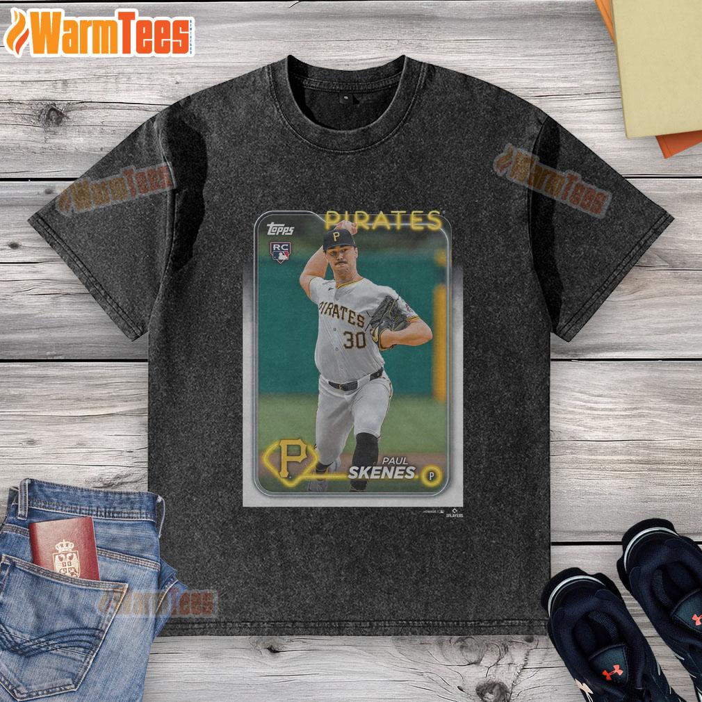 Official 2024 Topps Baseball Paul Skenes Pirates T-Shirt - Image 6