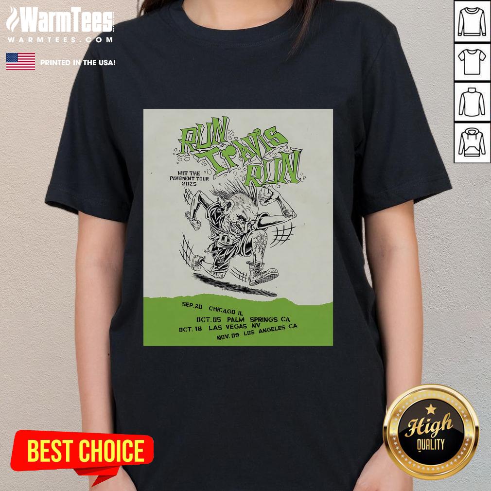 Official Blink-182 Run Travis Run Hit Pavement Tour 2025 T-Shirt - Image 3