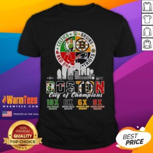 Official Boston Celtics Bruins Red Sox And Patriots City Of Champions T-Shirt