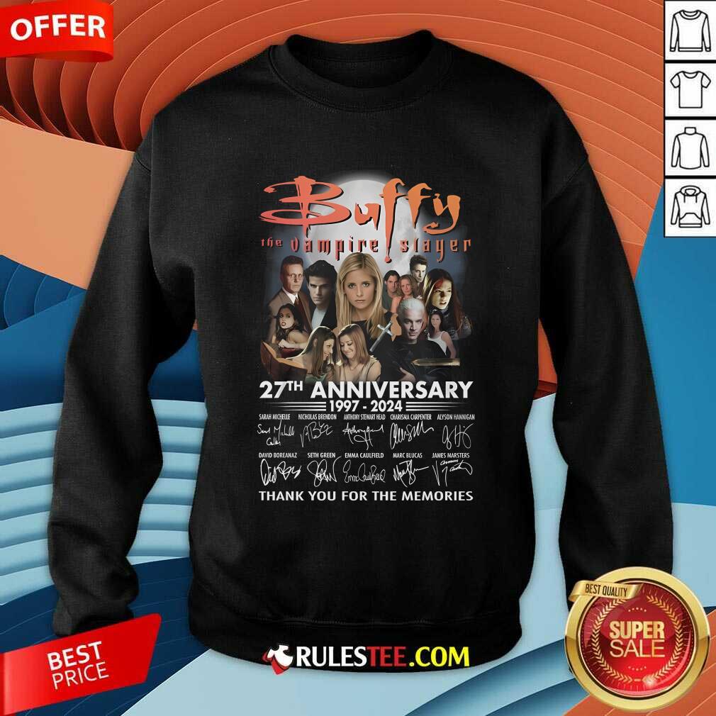 Official Buffy The Vampire Slayer 27th Anniversary 1997-2024 Thank You For The Memories T-Shirt - Image 2