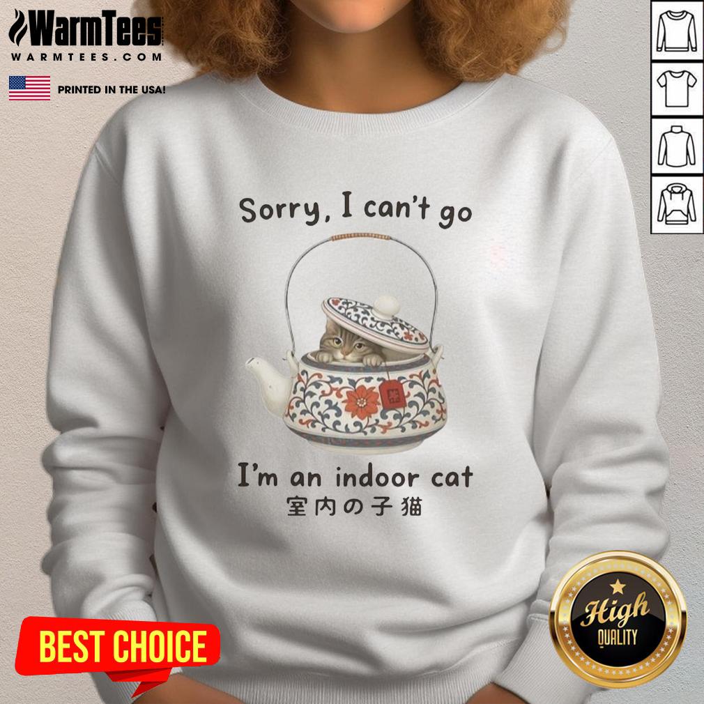 Official Cat Hiding In The Tea Set Sorry I Can't Go I'm An Indoor Cat T-Shirt - Image 5