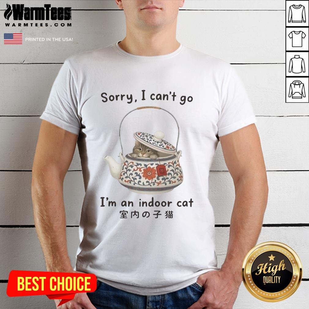 Official Cat Hiding In The Tea Set Sorry I Can't Go I'm An Indoor Cat T-Shirt