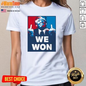 Alternative view of Official Donald Trump Middle Finger We Won Portrait One For Harris One For Biden T-Shirt