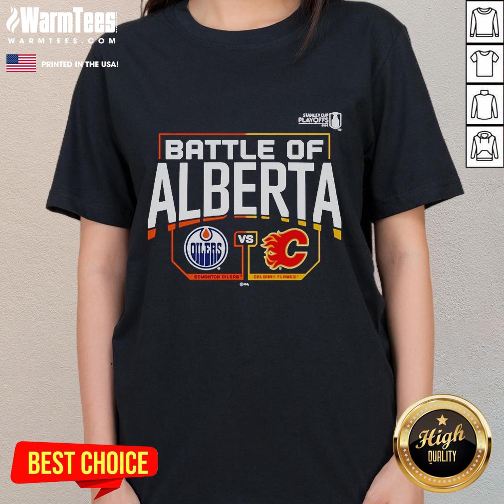 Official Edmonton Oilers VS Calgary Flames 2022 Stanley Cup Playoffs Battle Of Alberta T-Shirt - Image 3
