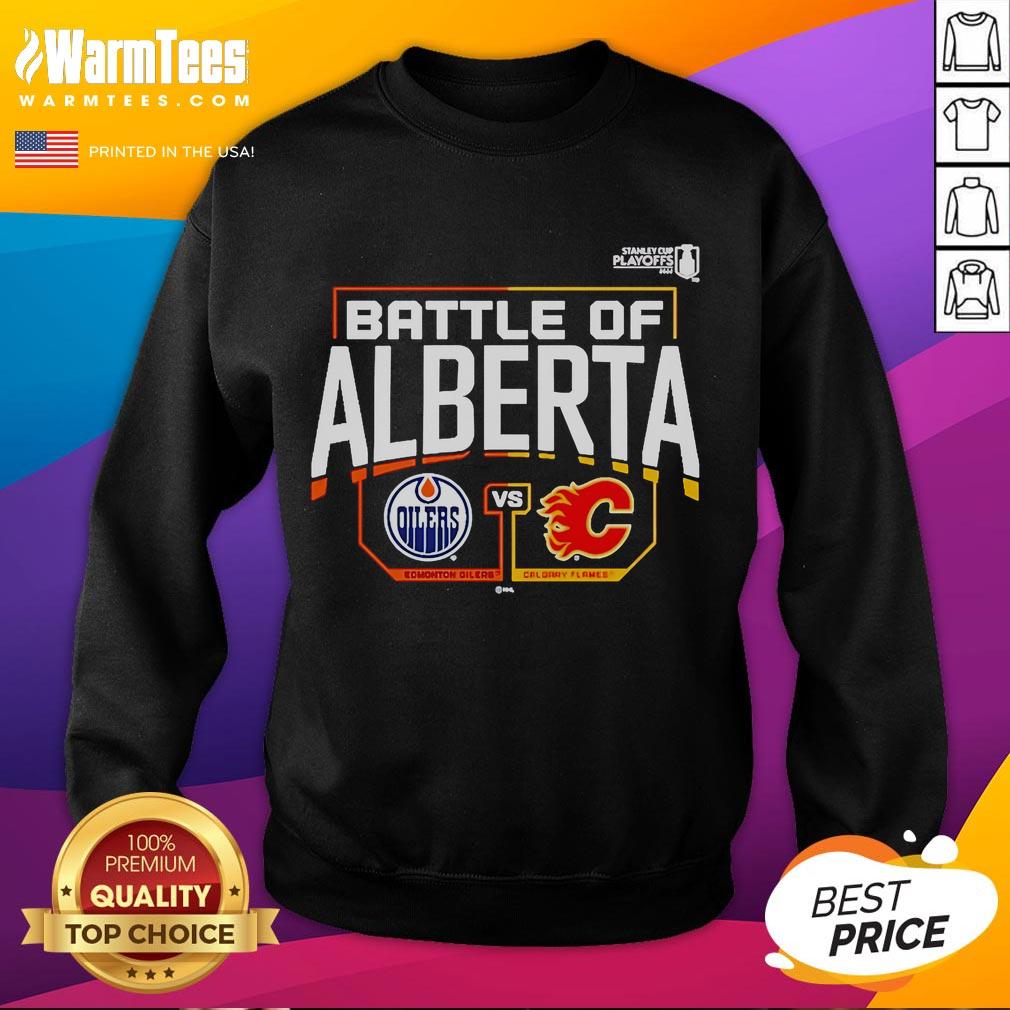 Official Edmonton Oilers VS Calgary Flames 2022 Stanley Cup Playoffs Battle Of Alberta T-Shirt - Image 5